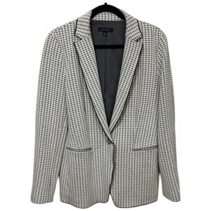 Ann Taylor Black and White Checkered Houndstooth‎ Dotted Unstructured Blazer